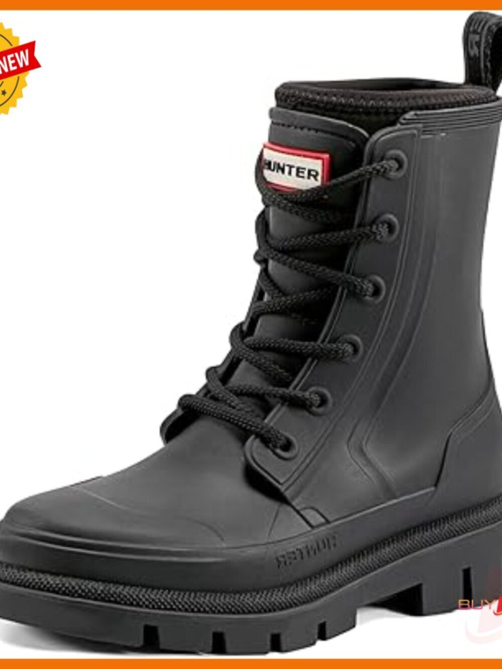 Waterproof Rain Boots Mid-Calf Lace-Up Neoprene Upper Cushioned Comfort